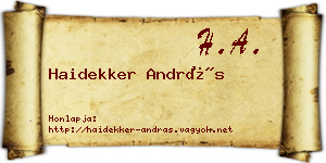 Haidekker András névjegykártya